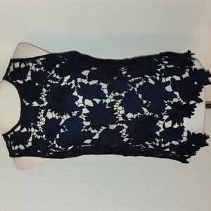 Navy Floral Lace Sleeveless Top